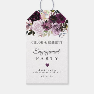 Purple Pink Floral Engagement Party Favour Gift Tags