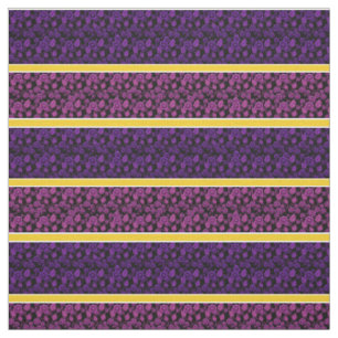 Purple/pink floral-gold/white stripe - black fabric