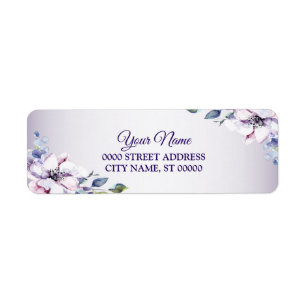Purple Pink Floral Golden Wedding Return Address
