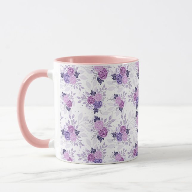 Purple Pink Floral Pretty Mug (Left)