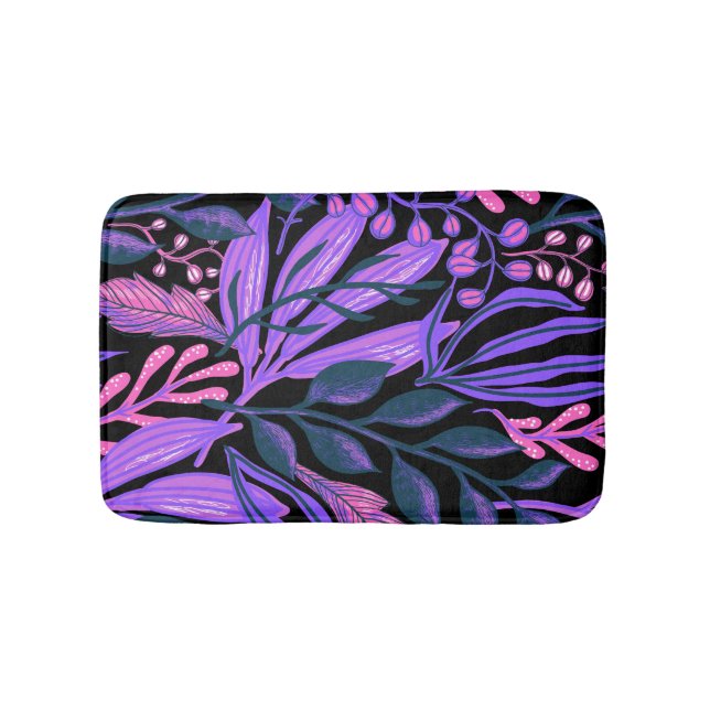 Purple & Pink Floral themed Bath Mat (Front)