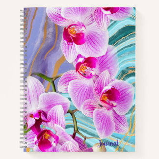 Purple Pink Floral Watercolor Geode Name Journal