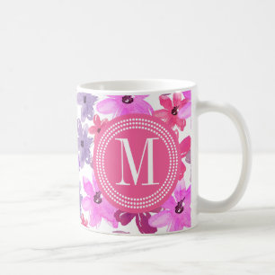 Purple & Pink Floral Watercolor Personalized Coffee Mug