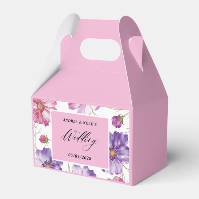  Purple Pink Floral Wedding  Favor Box (Front Side)