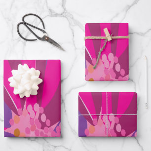 Purple Pink Floral  Wrapping Paper Sheet