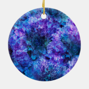 Purple pink flower pattern digital design art ceramic ornament