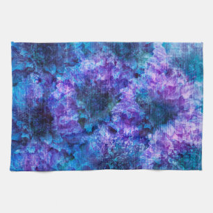 Purple pink flower pattern digital design art kitchen towel