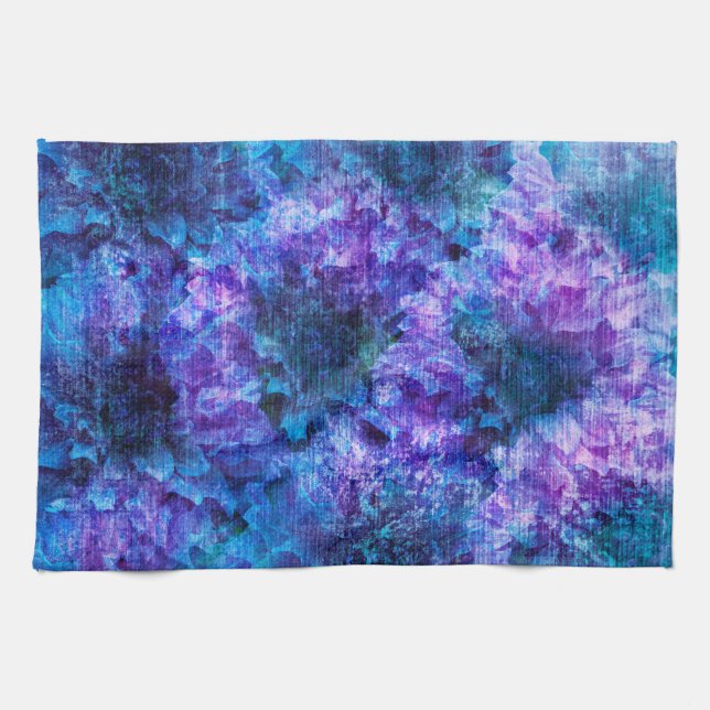 Purple pink flower pattern digital design art kitchen towel (Horizontal)