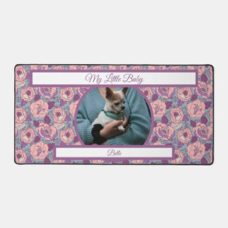 Purple Pink Flowers & banners with name/phrase  Desk Mat