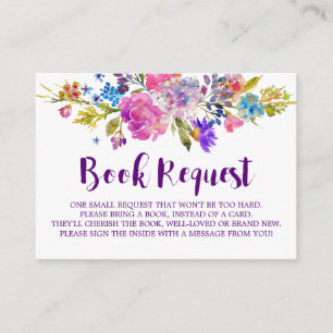 Purple Pink Flowers Book Request Invitation Insert