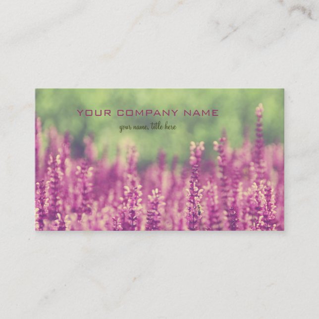 Purple Pink Flowers Field Business Card (Front)