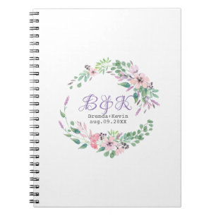 Purple & Pink Flowers Wreath Frame Notebook