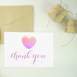 Purple & Pink Foil Heart Thank You Post Card