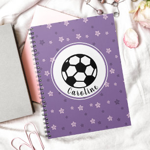 Purple Pink Football Soccer Girl Name Personalized Notebook