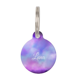Purple Pink Galaxy Inspired Watercolor Pet ID Tag