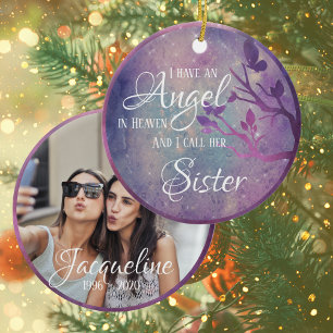 Purple & Pink Galaxy Personalized Memorial Ceramic Ornament