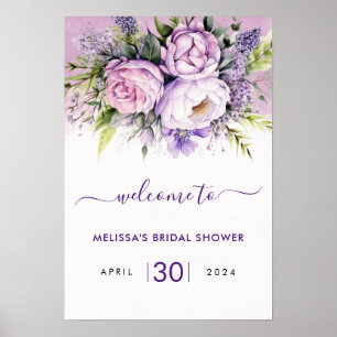 Purple & Pink Garden Flowers Bridal Shower Girl Poster