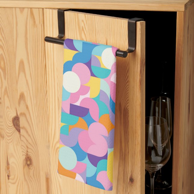 Purple & Pink Geometric Pattern Kitchen Towel (Thirds Fold)