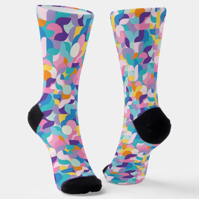 Purple & Pink Geometric Pattern Socks (Angled)