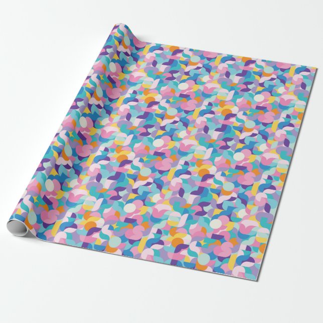 Purple & Pink Geometric Pattern Wrapping Paper (Unrolled)