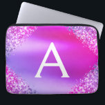 Purple Pink Glitter and Sparkle Monogram Laptop Sleeve<br><div class="desc">Purple and Pink Faux Glitter and Sparkle Metallic Foil Elegant Monogram Case. This case can be customized to include your initial and first name.</div>