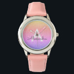 Purple Pink Glitter and Sparkle Monogram Luxury Watch<br><div class="desc">Purple and Pink Pastel Faux Glitter and Sparkle Elegant Monogram Watch. This Watch can be customized to include your initial and first name. The Glitter Watch makes a great Bridal Shower,  Birthday Party or Bachelorette Party gift for that special person who loves pink.</div>