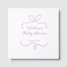 purple pink glitter bow baby shower name date eleg
