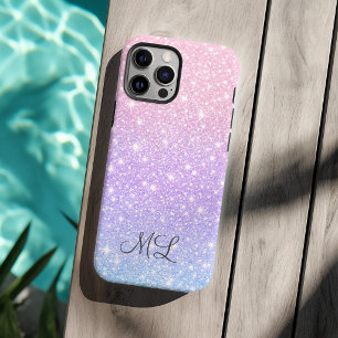 Purple & Pink Glitter Effect Personalized Initials