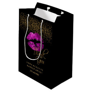 Purple Pink Glitter Lipstick - Thank You Medium Gift Bag