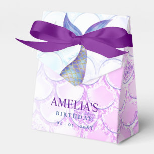 Purple Pink Glitter Mermaid Tail Birthday Favor Box