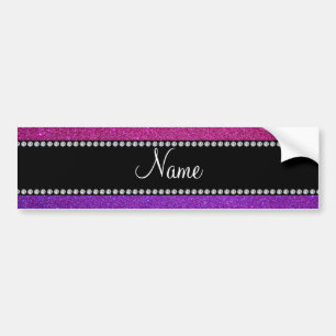 Purple pink glitter personalized name bumper sticker