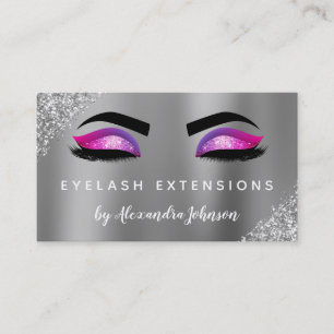 Purple Pink Glitter Sparkle Eyelash Extensions Business Card