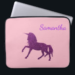 Purple Pink Glitter Sparkle Unicorn Girl's Laptop Sleeve<br><div class="desc">This design was created through digital art. It may be personalized by clicking the customize button and changing the colour, adding a name, initials or your favourite words. Contact me at colorflowcreations@gmail.com if you with to have this design on another product. Purchase my original abstract acrylic painting for sale at...</div>