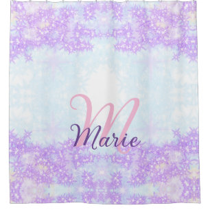 Purple pink glitter star monogram add letter text