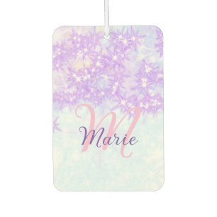 Purple pink glitter star monogram add letter text air freshener
