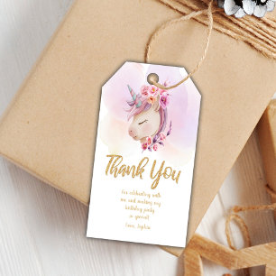 Purple Pink Glitter Unicorn Birthday Gift Tags