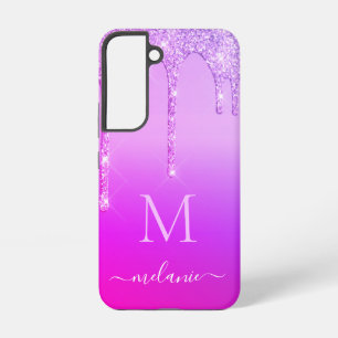 Purple Pink Glitter Your Name Letter Personalized Samsung Galaxy Case