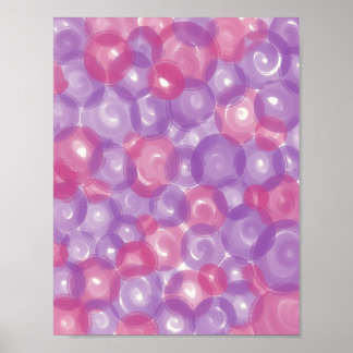 Purple Pink Glossy Bubble Pattern Abstract Wall Ar Poster