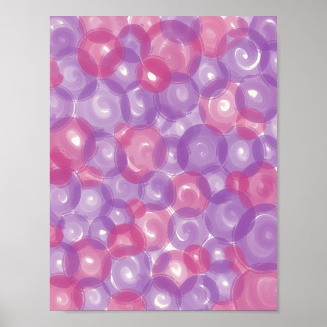 Purple Pink Glossy Bubble Pattern Abstract Wall Ar Poster (Front)