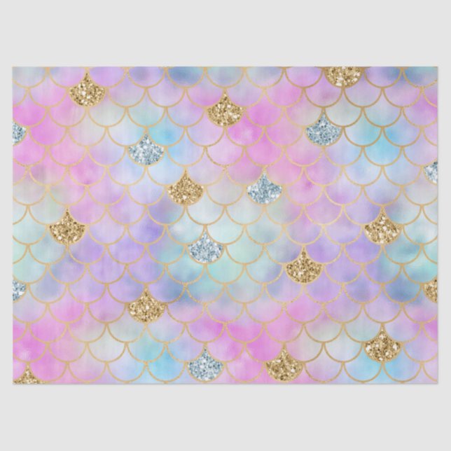Purple Pink Gold Aqua Glitter Mermaid Sparkle      Tissue Paper (Front)