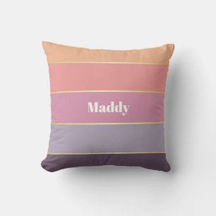 Purple Pink Gold Custom Summer Colour Block Stripe Throw Pillow