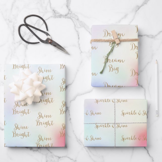 Purple Pink Gold Glitter Dream Shine Sparkle   Wrapping Paper Sheet (Front)