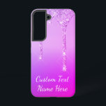 Purple Pink Gold Glitter Drips Custom Text Name Samsung Galaxy Case<br><div class="desc">Custom Text Purple Pink Glitter Sparkle Drips Wedding or Party Supplies / Gift - Add Your Unique Text / Name or Remove Text - Make Your Special Gift - Resize and move or remove and add text / elements with customization tool. Design by MIGNED. Please see my other projects /...</div>
