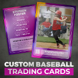 Purple & Pink Gradient Baseball Trading Card<br><div class="desc">This eye-catching and unique baseball trading card features a stunning purple and pink gradient background with a modern and sleek design. Customize it with your player's photo,  stats,  and details,  making it a fantastic way to celebrate their accomplishments,  commemorate their achievements,  or simply showcase their passion for the game.</div>