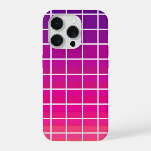 Purple Pink Gradient Grid Pattern Geometric iPhone 15 Pro Case