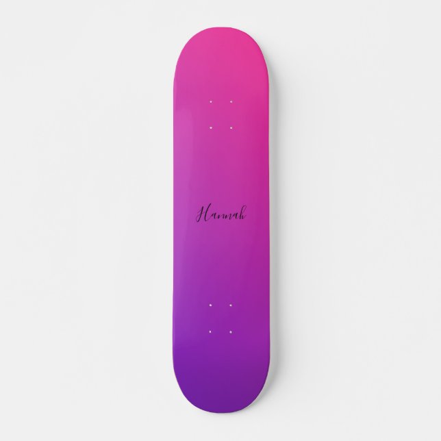 Purple Pink Gradient Personalized Skateboard (Front)