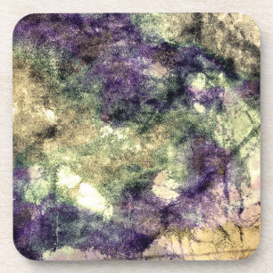 Purple pink green black colourful abstract grunge coaster