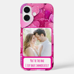 Purple Pink Hearts I Text Back Immediately  iPhone 16 Case