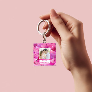 Purple Pink Hearts I Text Back Immediately  Keychain