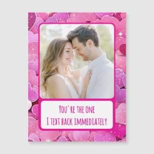 Purple Pink Hearts -Text Back Magnet Photo Card